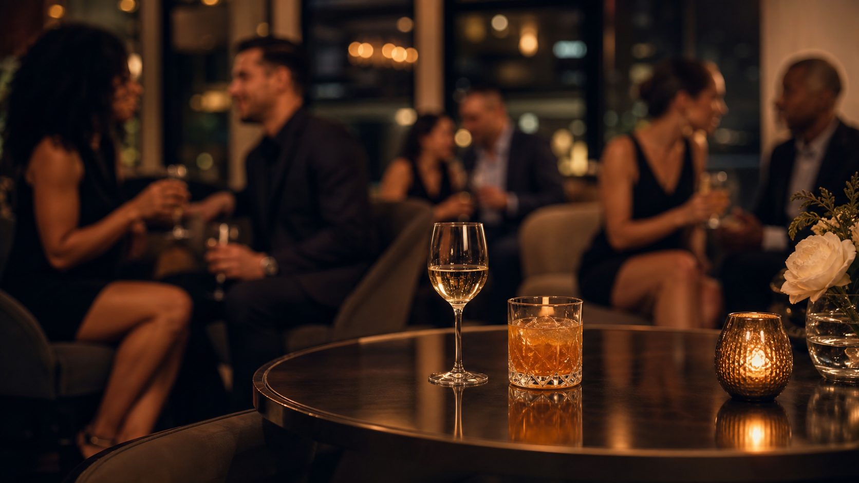 Ambiente social adulto y elegante para conversar con respeto.